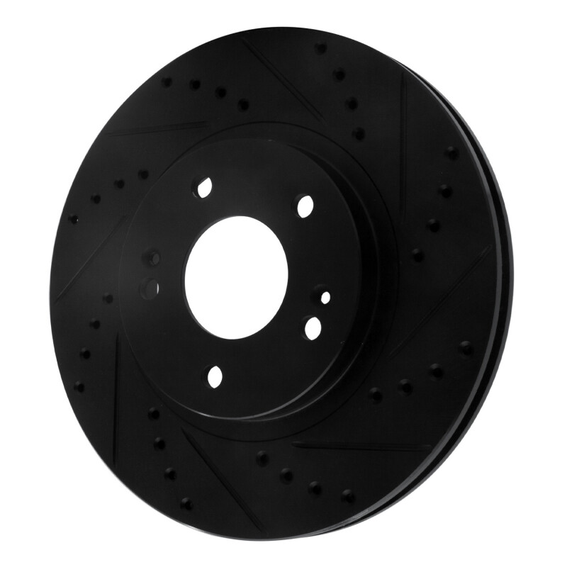 Hyundai Santa Fe Brake Rotor (1) - Front Right - R1 Concepts - Drilled & Slotted - Black - `01-`06